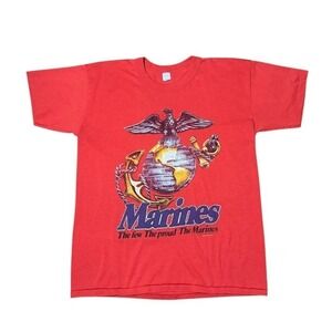 Vintage 90s Rothco USA Marines Corps Army Navy Soldier Insignia Graphic T-Shirt